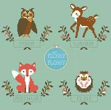 Woodland animal cross stitch patterns. Woodland Animals Counted Cross Stitch Pattern Alphabet Etsy Nursery Cross Stitch Cross Stitch Cross Stitch Animals