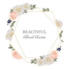 Rustic Rose Floral Frame With Golden Geometric Line Gold Rustic Flower Png And Vector With Transparent Background For Free Download In 2020 Pink Roses Background Rose Flower Pattern Rose Frame