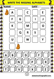 Printable English Worksheets In Write The Missing Alphabets Worksheet Kids W Printable English Worksheets Alphabet For Kids Alphabet Worksheets Kindergarten