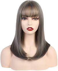 Para arrumar seu cabelo por tampa peruca. Parte Do Meio Reta Perucas Natural Cosplay Diario Peruca Com Franja Pura Amazon Com Br