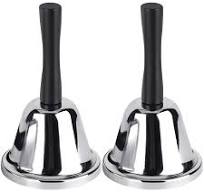 Amazon.com : MROCO Loud Hand Bell, 2 Pack Silver Steel Hand Bells for  Adults, Dinner Bells for Inside Classroom Bell, for Food Line, Alarm,  Jingles, ...