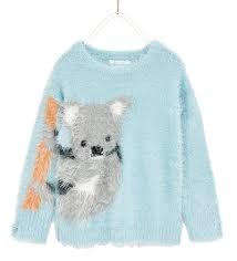 Koala Motifli Suni Kurk Kazak Hirka Ve Kazak Kiz Cocuk 5 14 Yas Cocuk Zara Turkiye Detskoe Vyazanie Vyazanie Sarafany