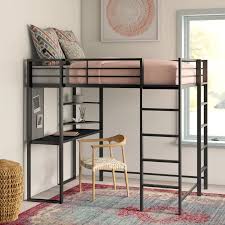 Aime Loft Bed With Bookcase In 2020 Twin Loft Bed Loft Bed Frame Loft Bed