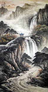 Minimalis set ( big size ). Chinesische Malerei Berge Wasserfall Chinesische Malerei Cnag221550 Artisoo Com