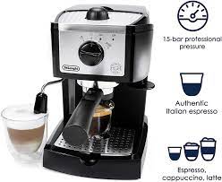 You can enjoy espresso or cappuccino and lattes at the perfect temperature with two separate thermostats. Delonghi Ec155 Pump Espresso Coffee Maker In Black Amazon De Home Kitchen