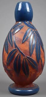 David Gueron Dit Degue 1892 1950 Grand Vase Ovoide A Col Resserre En Verre A Decor Degage A L Acide De Feuilles En Art Deco Cameo Glass Art Ceramic Pottery