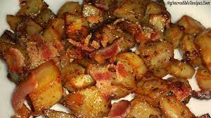 Roasted Potatoes With Bacon Garlic Onions Recipe Cooking Recipes Recipes Potato Dishes