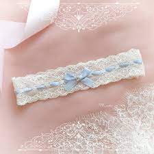 Lr bridal ivory lace wedding garter for brides with bow embellish, set of 2. Ivory Garter With Blue Off 79 Buy