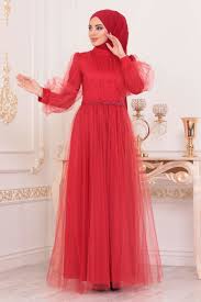 Tesetturlu Abiye Elbise Tullu Mercan Tesettur Abiye Elbise 40020mr Tesetturisland Com The Dress Musluman Modasi Moda Stilleri