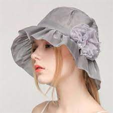 Silk Bucket Hat With Flower Pearl Beach Hats Uv Protection Pearl Beach Hats Hats For Women