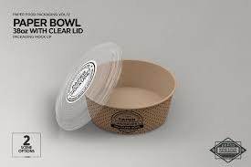 Paper Bowl With Clear Lids Mockup Paper Bowls Mockup Bowl