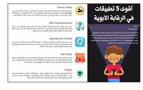 أقوى 5 تطبيقات في الرقابة الأبوية صحيفة مكة صحيفة مكة انفوجرافيك سينما Parental Control Parenting Infographic