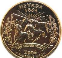R1807 USA Nevada Quarter 1/4 Dollar The silver state 1864 2006 Gold Plated  UNC