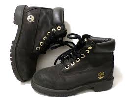 Black And Gold Timberland Boots Timberland 6 Inch Premium Waterproof Black Suede Nubuck Boots Gold Us13 Kids Timberland Suede Boots Boots Timberlands Shoes