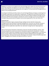 Pelbagai jenis warisan kesenian pelbagai kaum di malaysia yang meliputi muzik, alat muzik, tarian, kraf tangan, permainan, seni bina, dan lukisan. Myhta Apps 148apps