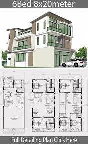 Home Design Plan 8x20m With 6 Bedrooms Home Design With Plansearch Two Story House Design Modern House Design Modern House Plans