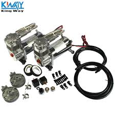 Check spelling or type a new query. Gratis Pengiriman Raja Cara 2 Set 150 Psi 12v Kompresor Udara 1 4 Selang Kit Untuk Kereta Tanduk Suspensi Suspensi Train Horn Kit Air Horn Compressor Kittrain Air Horn Kits Aliexpress