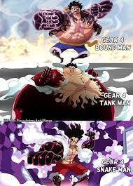 And yes snakeman does have much higher attack speed as his arms increase in speed as they are out, but he looses his movement speed because his body doesn't have the bounce property that let's him jump around. Luffy Gear 4 Transformations Y Onepiece One Piece Merchandise One Piece Gear 4 One Piece Drawing