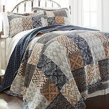They are usually held together with intricate stitching that provides just as much style as the print itself. Twin Full Queen King Bed Blue Tan Gray Patchwork 3 Pc Cotton Quilt Coverlet Set Ebay Blue Bedding Quilt Sets Quilted Coverlet