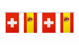 Aber das team von nationaltrainer. Freundschaftskette Schweiz Spanien 15 X 22 Cm Flaggenfritze De