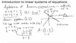 Introduction To Linear Systems Of Equations Youtube