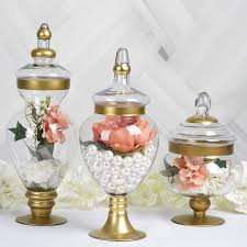 This clear bottle is the perfect size for storing your magickal and medicinal herbs, salts, & flowers. Set Of 3 Gold Trimmed Glass Apothecary Candy Jars With Lids 10 14 16 Tableclothsfactory