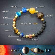 Solar System Bracelet Gemstone Universe Planet Jewellery Etsy Planet Jewelry Solar System Bracelet Beads Bracelet Design