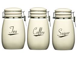 Store items and add a decorative touch with these kitchen canisters. Cream Coronet Kitchen Ceramic Storage Canisters Jars Set Tea Coffee Sugar Bread Ceramic Kitchen Canisters Tea Coffee Sugar Jars Ceramic Kitchen