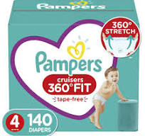 Diapers Size 4, 140 Count - Pampers Pull On Cruisers 360Ë Fit Disposable  Baby Diapers with Stretchy Waistband, ONE Month Supply (Packaging May Vary)
