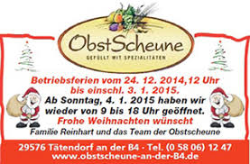 Weihnachten ist das fest der geburt jesu christi am 25. Obstscheune An Der B4 News