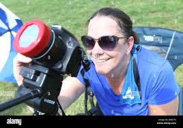 Beth Becker of Littlestown, Pennsylvania prepares her camera to photograph  the Total Solar Eclipse 2017 during