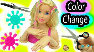 Barbie doll, blonde, and grocery store. Giant Barbie Color Cut Curl Style Doll Head Make Over With Color Change Makeup Nails Youtube