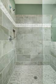 This Shower Had A 12 X 24 Porcelain Wall Tile With A Basket Weave Accent Band This Is A Huge Master Shower Wi Shower Wall Tile Porcelain Wall Tile Shower Tile