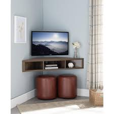 Furniture Of America Emmeline 47 In Walnut And Oak Particle Board Corner Tv Stand Fits Tvs Up To 46 In With Cable Management Idi 182359 The Home Depot In 2020 Bedroom Tv