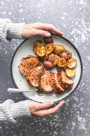Trim a pork tenderloin of fat and silverskin. Sheet Pan Pork Tenderloin And Potatoes Creme De La Crumb