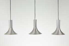 Set Of Three Chrome Danish Mid Century Modern Pendant Lights 1960s
