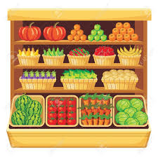 Image Of Shelves In A Supermarket With Fruits And Vegetables Fruit Vector Fruit Supermarket