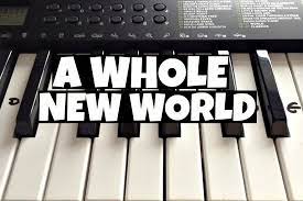 D d/g d i can open your eyes d d/g bm a/c# take you wonder by wonder em f#7 bm over, sideways and under bm/a g d on a magic carpet ride chorus g a d a whole new world g a/c# d a new fantastic point of view g d/f# no one to tell us no g d/f# or where to go bm7 e7 a7 or say we're only dreaming g a d a whole new world g a bbdim7 bm a dazzling. A Whole New World Disney S Aladdin Easy Keyboard Tutorial With Notes Right Hand Youtube