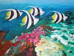 Highest quality paint by number for adults from shipper. Fishes And Coral Reefs Acrylic Painting By Neeraj Parswal Absolutearts Com