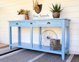 Large Three Drawer Long Blue Console Or Hall Table Www Rawrevivals Com Au Recycled Furniture Refurbished Furniture Furniture