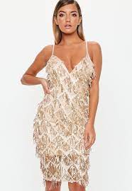 All orders are shipped from our warehouse in brisbane australia. Missguided Synthetic Fringe Sequin Midi Dress In Gold Metallic Lyst