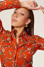 Red Floral Button Down Shirt