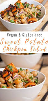 Sweet Potato Chickpea Salad Gluten Free Vegan Recipe Meatless Meals Healthy Vegan Dinners Healthy Meal Prep