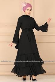 Modaselvim 89 Tl Volan Kol Kemerli Elbise 142afl378 Siyah Victorian Elbiseler Giyim Basortusu Modasi