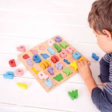 I really like the addition of the clothespins, fine motor practice to strengthen those fingers! Lowercase Wooden Alphabet Puzzle Fairkind Child