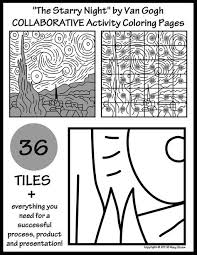 The Starry Night By Van Gogh Collaborative Activity Coloring Pages Collaborative Art Projects For Kids Collaborative Art Collaborative Art Projects