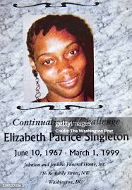 The cover of Elizabeth Patrice Singleton's funeral card is... News Photo