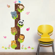 Us 2 69 30 Off Hot Animals Tree Growth Chart Height Measure Wall Decals Kids Room Home Decorative Stickers Children Gift Cartoon Mural Art In Wall