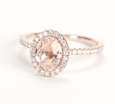 Sale Certified Peach Pink Champagne Sapphire Diamond Halo Engagement Ring 14k Rose Gold 14k Engagement Ring Engagement Rings Halo Diamond Engagement Ring