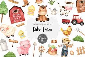 Cute Farm Animals Farm Animals Animal Clipart Watercolor Animals